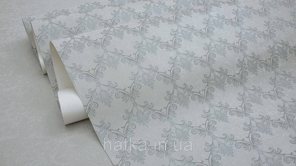 Шпалери метрові вінілові на флізеліні Sintra Classic класика завитки візерунки структурні сріблясті на сірому 540633 Київ - фото 4