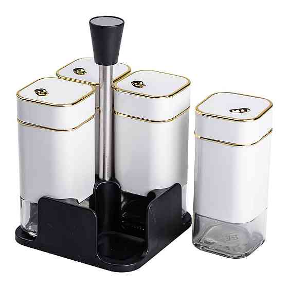 Набор для специй на подставке 4 предмета 10х10х17 см емкости для приправ 120 мл Белый HP-1312 Киев