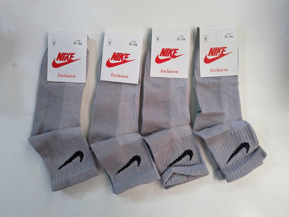 Детские качественные хлопковые носки средней высоти в наборе по  штук Nike. Размер 31-34 Серый Киев - изображение 1