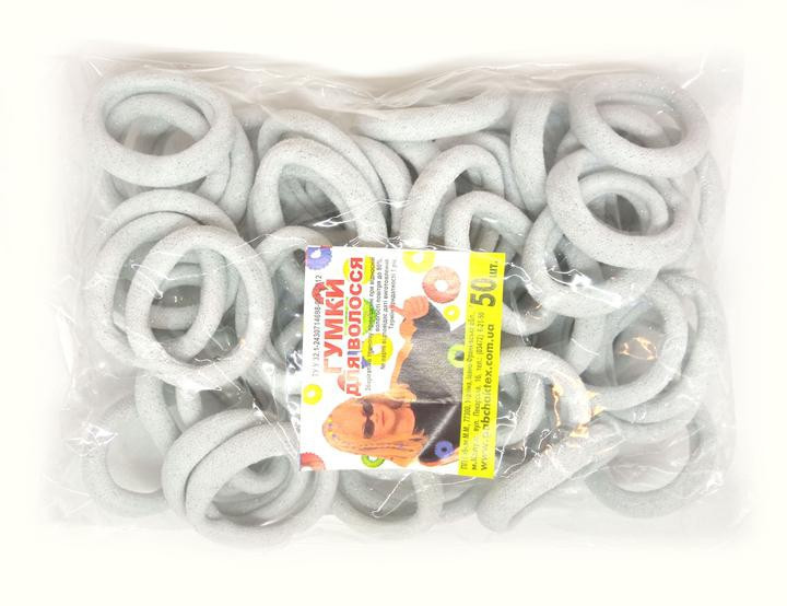 Резинка для волос белая с люрексом 50 шт Киев - изображение 1
