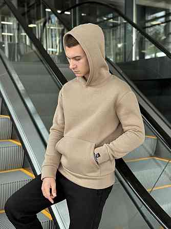 Тепле чоловіче худі на флісі з капюшоном пісочне Pobedov 008 ЗИМА Київ