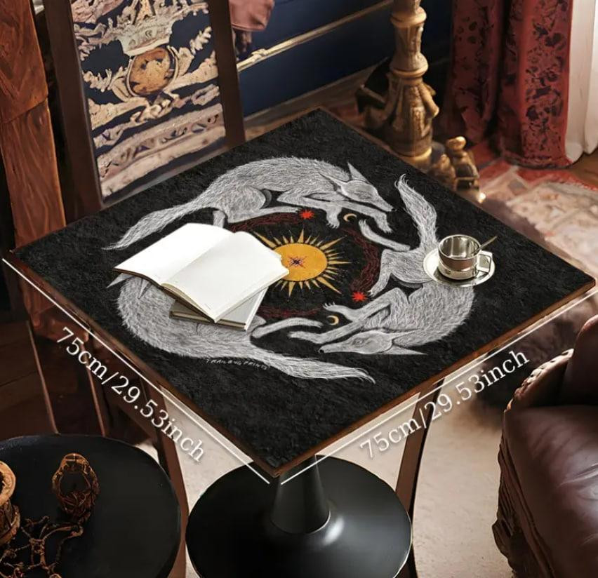 Алтарная скатерть с волками, солнцем и луной 75×75 см — оккультный декор для ритуалов и алтаря Киев - изображение 3