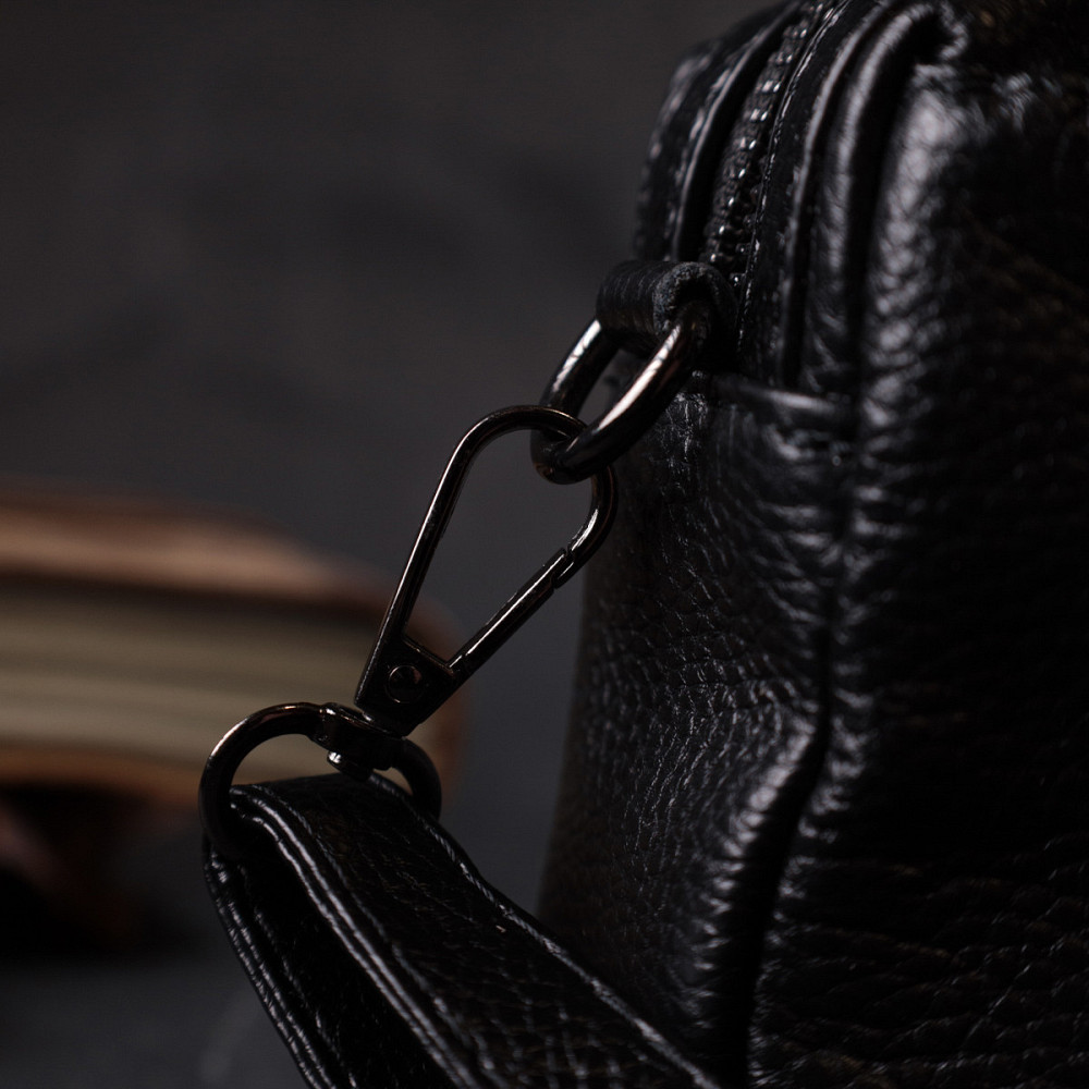 Жіноча сумка-клатч із м'якої натуральної шкіри Vintage 22375 Чорна Київ - фото 9