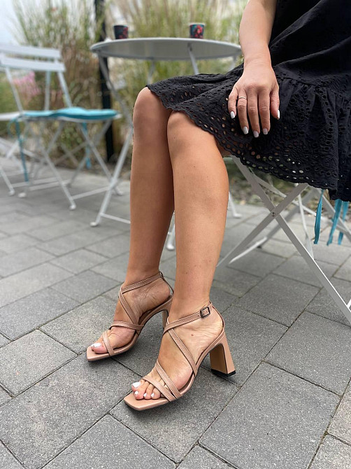 LIRIO Босоніжки жіночі капучино шкіряні LIRIO L0275/8073-72 літні на підборах / Стильні босоніж Коломыя - изображение 1