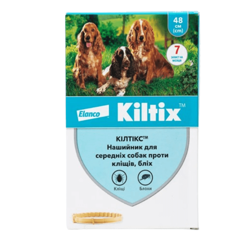 Нашийник Elanco Kiltix проти бліх та кліщів для собак, 48 см Київ - фото 1