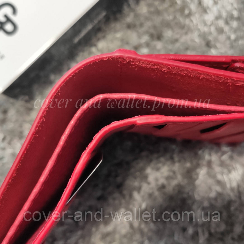 Червоний невеликий шкіряний жіночий гаманець ручної роботи Grande Pelle Lettera Київ - фото 4