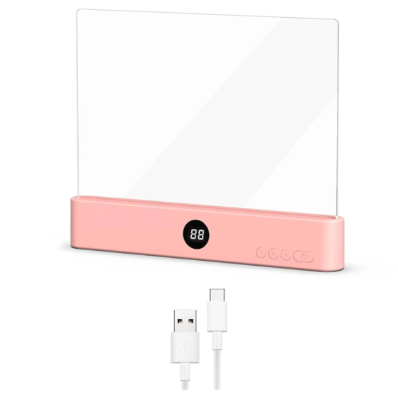 Лампа-нічник для читання книг світлова панель світильник для сторінок, світлодіодний з регулюванням яскравості, таймером, рожева Кам'янець-Подільський