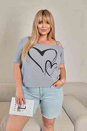 Літня блузка з відкритим плечем "Elis"| Норма і батал | Розпродаж моделі Графіт, 50-52 Київ