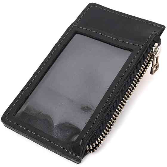 Вертикальний картхолдер з утримувачем для Apple AirTag з натуральної шкіри GRANDE PELLE 11626 Чорний Київ