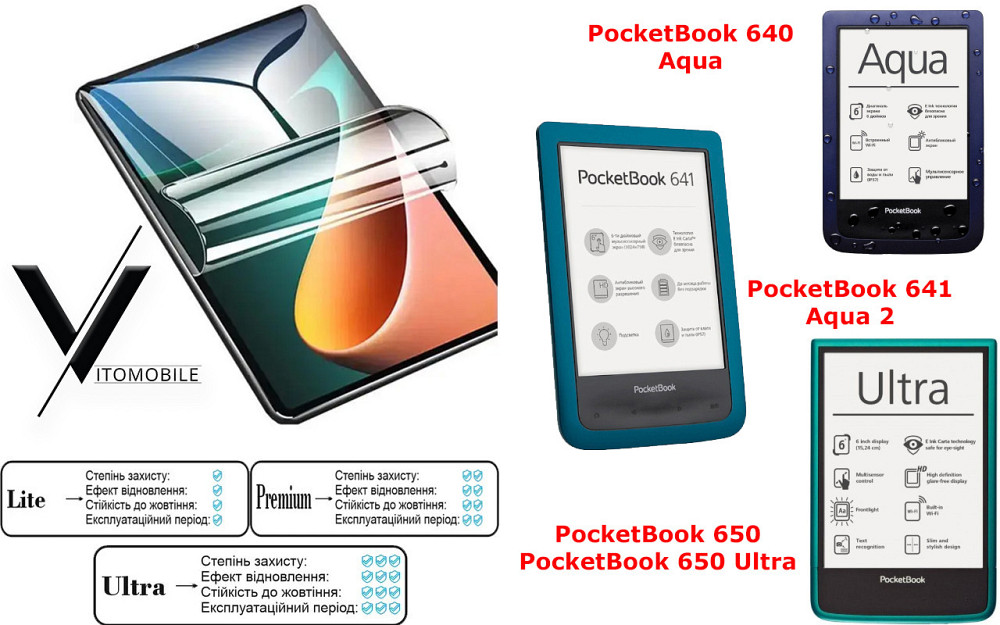 Поліуретанова плівка HyperClear Guard для PocketBook 640, 641, 650, 650 Ultra Київ - фото 1