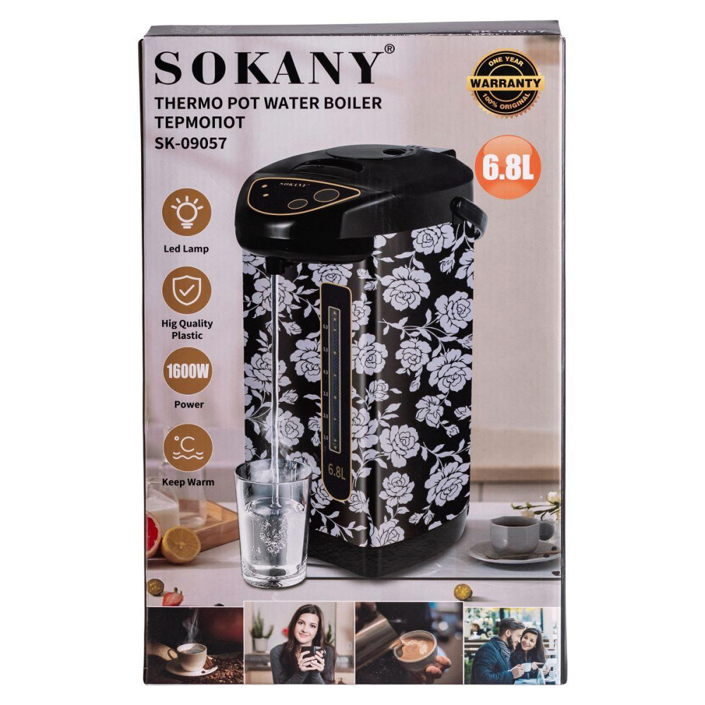 Термопот с функцией поддержки температуры 6.8 л чайник термос 1600 Вт Sokany SK-09057 Киев - изображение 10