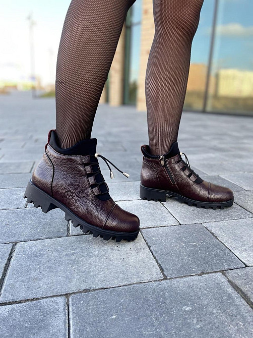 Черевики жіночі Odzi бордові натуральна шкіра зима висота 10,5 см (2360) 37р. Коломия - фото 5