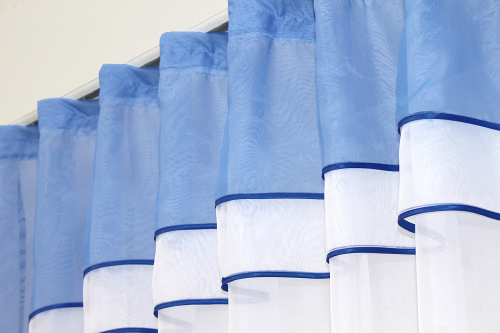 Кухонная гардина VR-Textil № 036к арка белый с голубым 280х170 см (52-0361) Киев - изображение 3