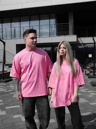Парні футболки оверсайз(oversize) для чоловіка і дружини, для закоханих пар SANE рожеві Одеса
