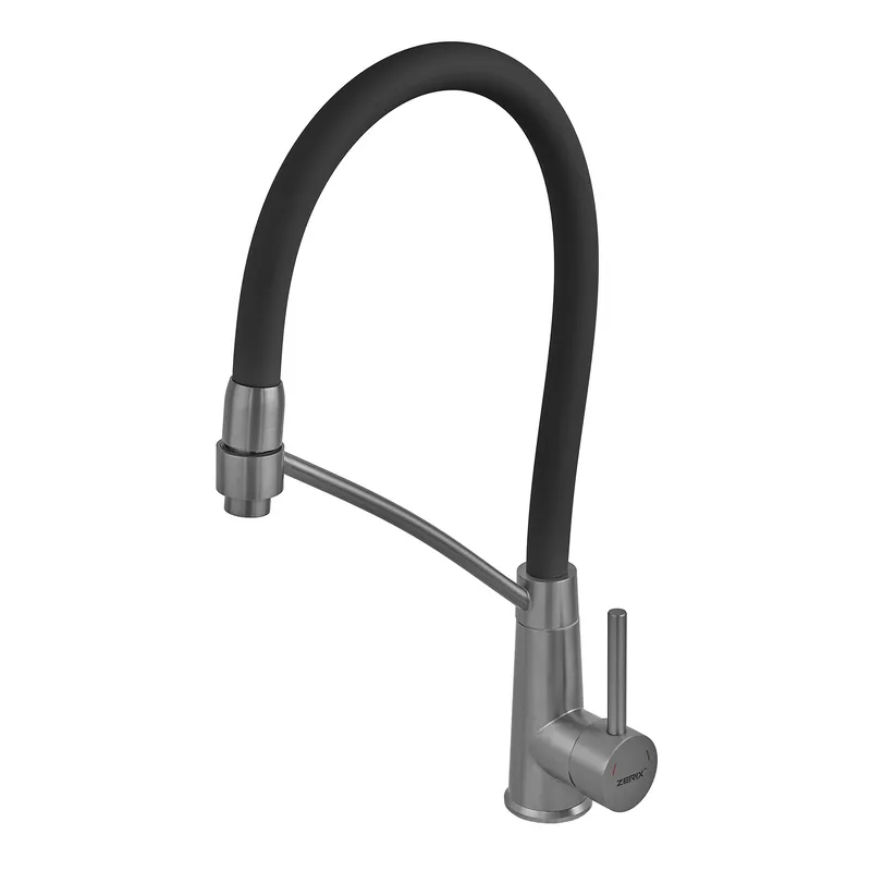 Кухонный смеситель Zerix FUL-017 с силиконовым изливом Graphite Refl.Black из нержавеющей стали SUS304 (графит) Харьков - изображение 3