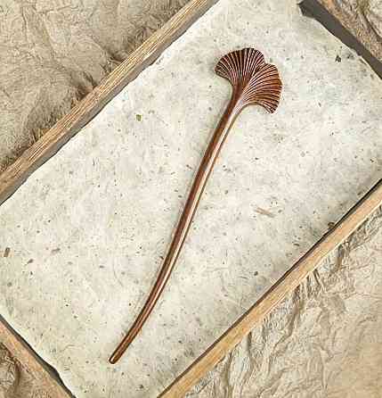 Шпилька для волос деревянная Гинкго Билоба 20 см, палочка для прически, аксессуар для волос Киев