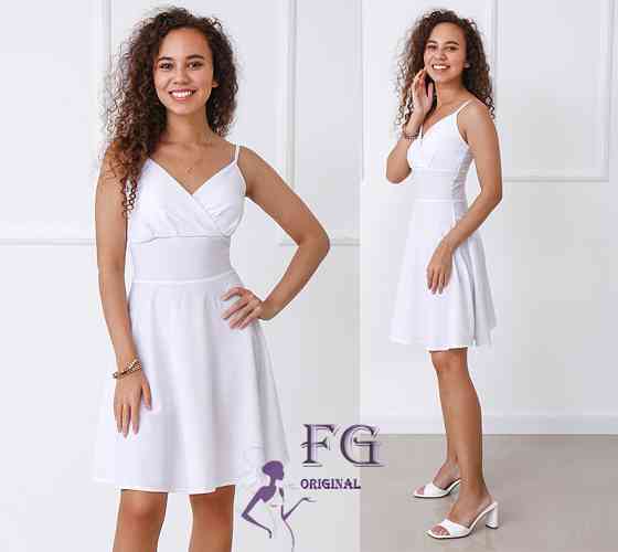 Коктейльне літнє плаття з чашечками "Divine" оптом | Розпродаж моделі Білий, 48 Київ