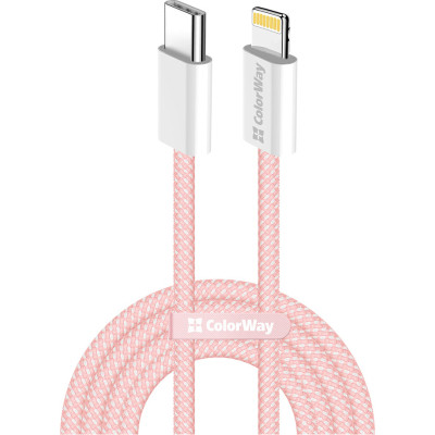 Дата кабель USB-C to Lightning 1.0m 27W pink ColorWay (CW-CBPDCL061-P) Винница - изображение 1