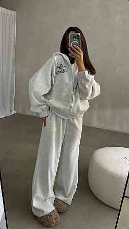 Женский теплый костюм двойка: кофта и штаны свободного кроя трехнитка на флисе Меланж, 46/48 Одесса