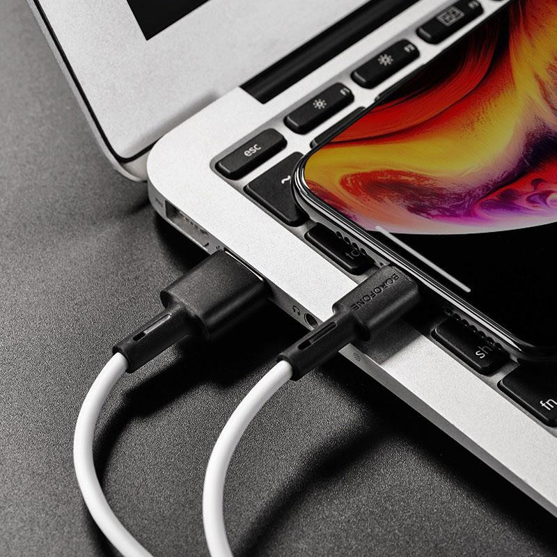 Кабель BOROFONE BX31 USB - Lightning 2.4A, 1m, силіконовий, TPE конектори, колір білий BX31LW Одеса - фото 4