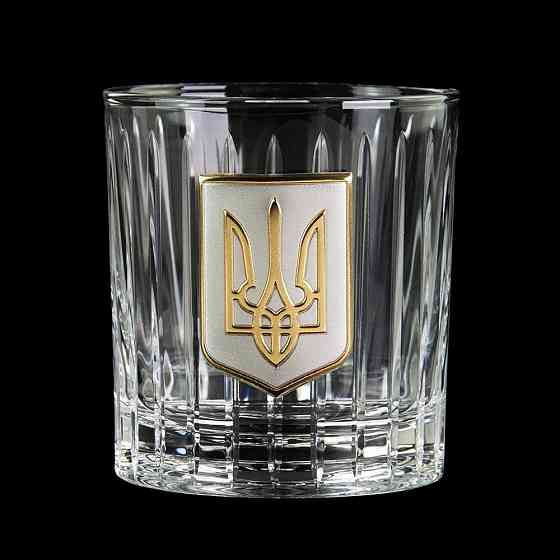 Набор хрустальных бокалов для виски Тризуб spinner Boss Crystal (6 шт.) Серебро золото Киев