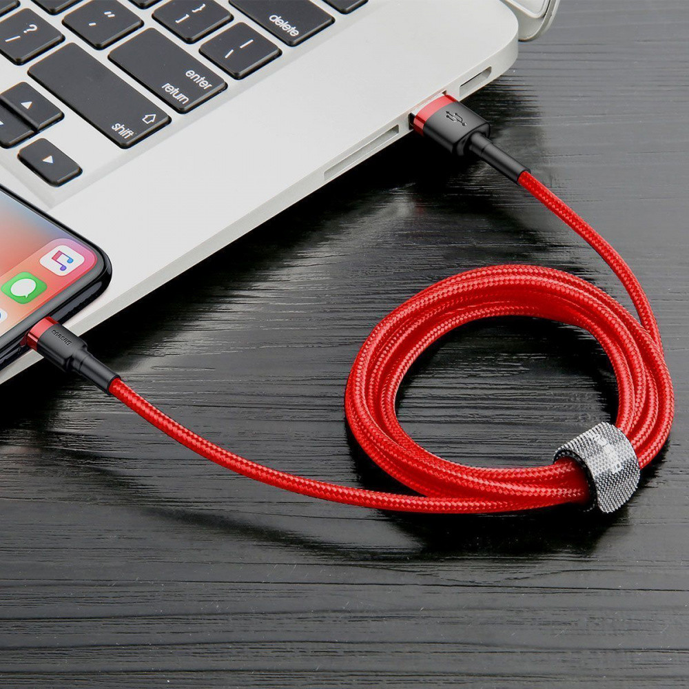 Кабель Baseus Cafule Lightning Cable 2A 3м сірий/чорний Львів - фото 3