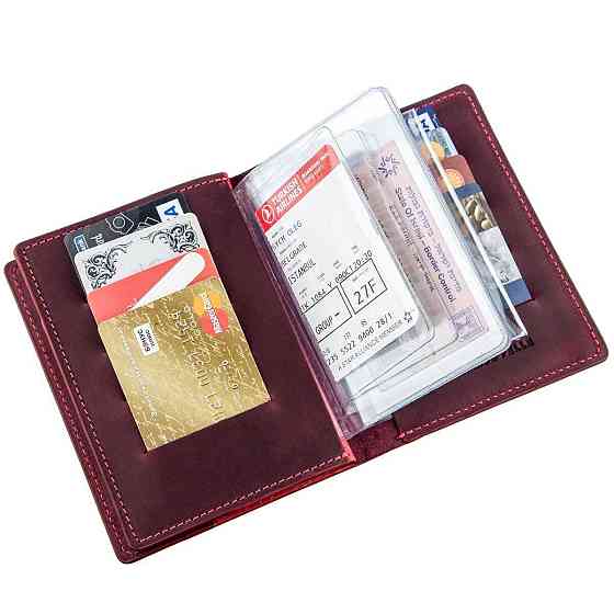 Обложка для автодокументов кожаная GRANDE PELLE 11190 Бордовая Киев