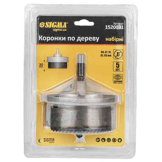 Коронки для дерева збірні 3" Ø60-95 мм висота 30 мм SIGMA (1520031) Київ