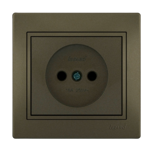 MIRA світло-коричневий перламутр Розетка внутрішня без заземлення зі вставкою Лезард Житомир