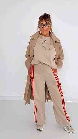 Женский теплый костюм двойка батал с лампасами пума плюш Бежевый, 56/58 Одесса