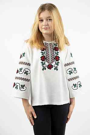 Вышиванка для девочек, льняная белая топ 134 Киев