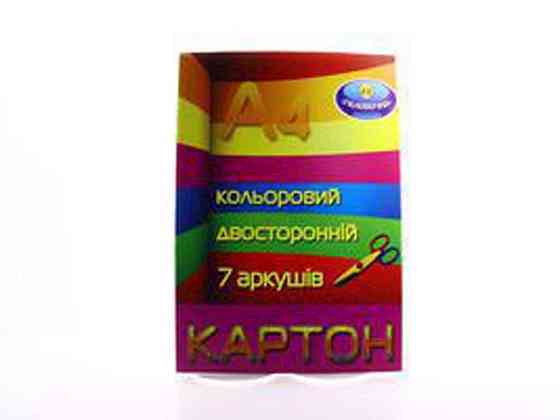 Картон цветной 2-сторонний, А-4 на 7 л (7 цветов) ТМ ТЕРРАДА Solmir Киев