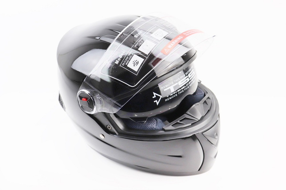 Шолом інтеграл, закритий+окуляри BLD-М61 S (55-56см), ЧОРНИЙ глянець Київ - фото 2