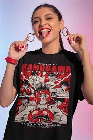 Футболка аниме Аниме Боксинг Хаджиме Но оверсайз (S/M/L) Черний AnimeJ0293 Днепр