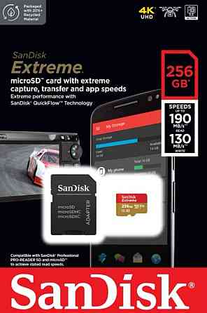 Картка пам'яті SanDisk Extreme microSDXC 256 GB UHS-I U3 V30 + SD-адаптер. Київ