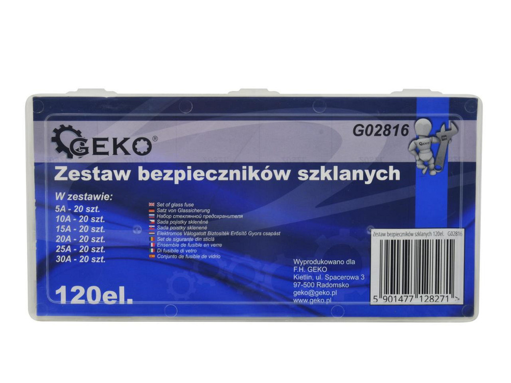 РемНабір запобіжників скляних "GeKo" комплект:  6 розмірів -  120 штук Київ - фото 3