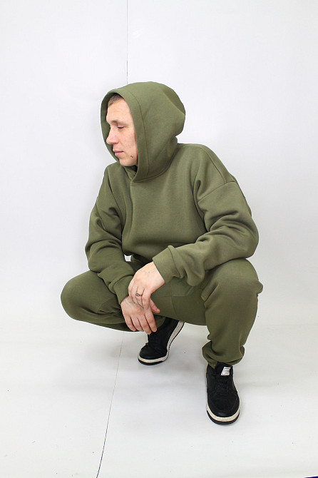 Мужской спортивный теплый костюм на флисе Хаки 54 Харьков - изображение 5