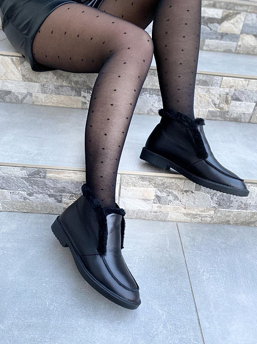 Daragani Черевики жіночі Daragani чорні натуральна шкіра зима висота 9 см (4243) Коломия - фото 3