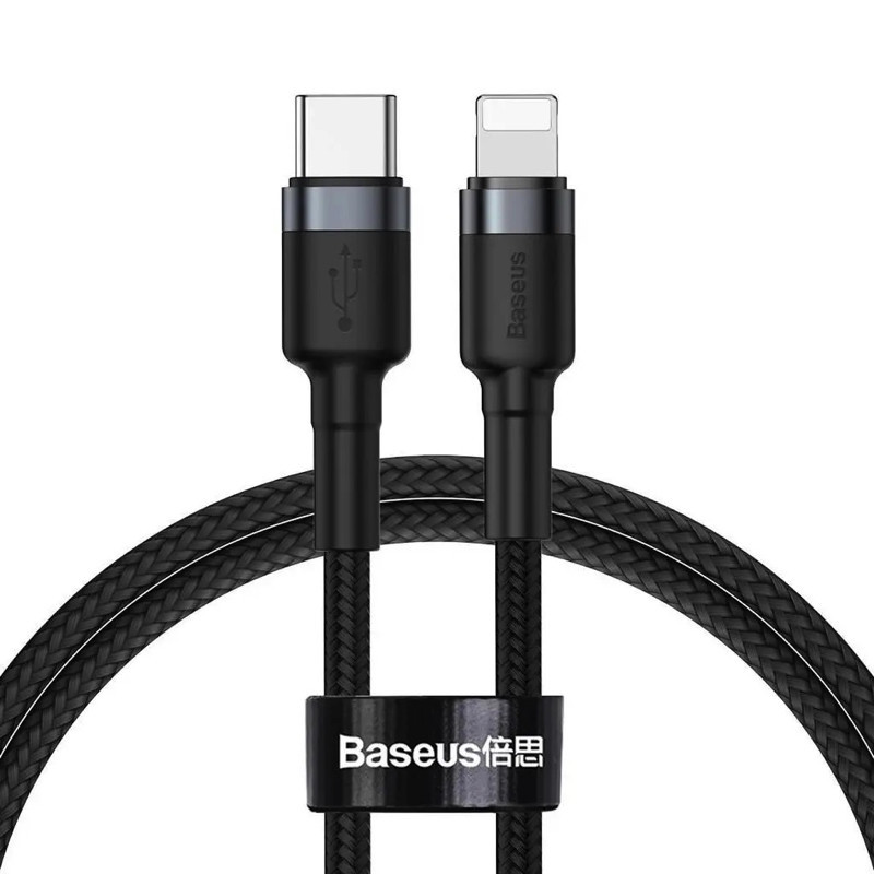 Кабель Baseus Cafule Cable Type-C to iP PD 20W 1m Gray+Black Київ - фото 4