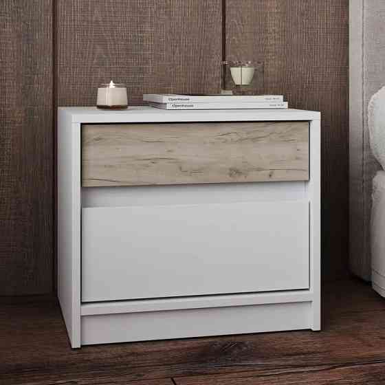 Тумба приліжкова Еверест Стайл-500 50,2х39х44,2 см Німфея Альба (білий)/Дуб краф сірий (DTM-071161) Львів