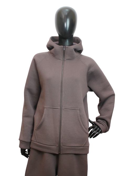 Костюм женский теплый спортивный на флисе кофта на змейке Мокко 50/52 Харьков - изображение 1