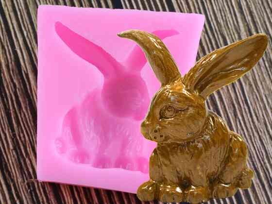 Молд силиконовый Заяц 47 на 39 мм розовый Киев