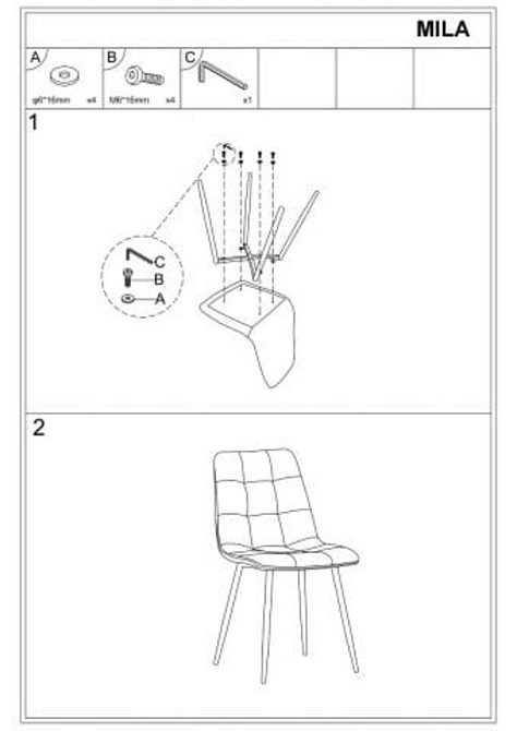 Стілець MILA VELVET чорний каркас/коричневий BL. 48 Днепр - изображение 2