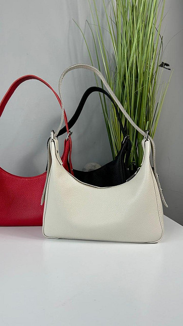 Женская кожаная сумочка, Стильная сумка из натуральной кожи, Маленькая бежевая сумка на плечеMasterSem Киев - изображение 1