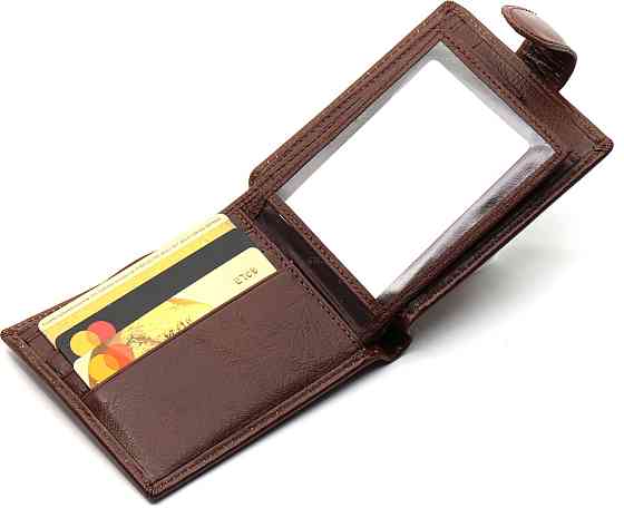 Коричневе чоловіче портмоне з натуральної шкіри з фіксацією ST Leather ST103 Київ