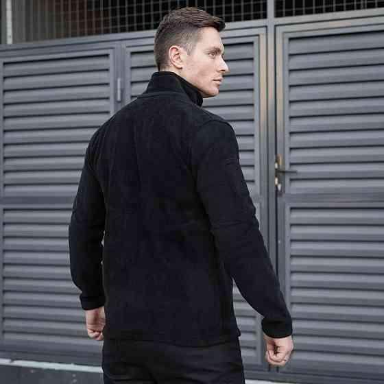 Тепла флісова тактична кофта для армії зсу, Армійська кофта чорного кольору з кишенями на блискавці розмір S Кам'янець-Подільський