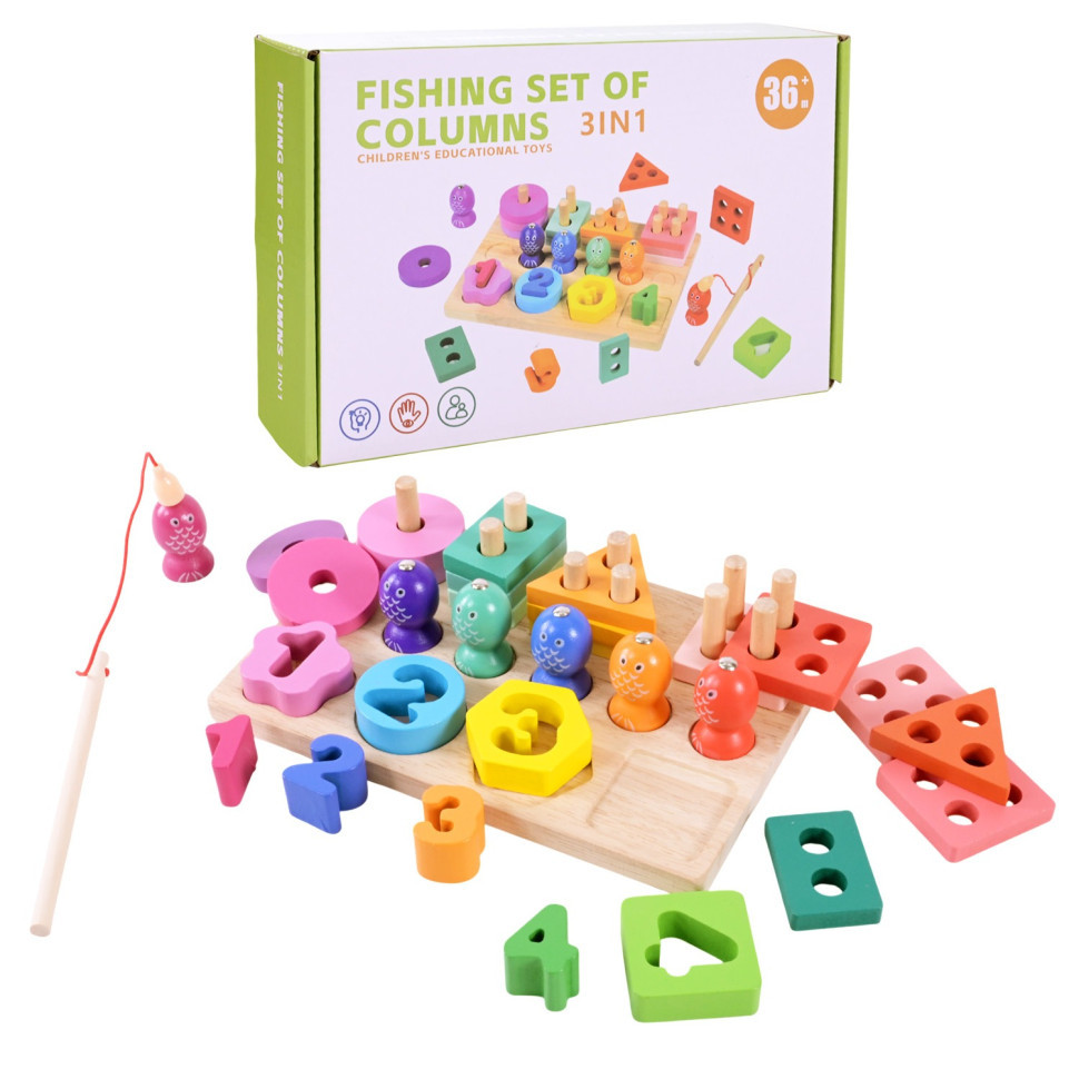 Дитяча дерев’яна іграшка "Пірамідка-сортер" C9416 рибалка, вкладиші Вінниця - фото 1