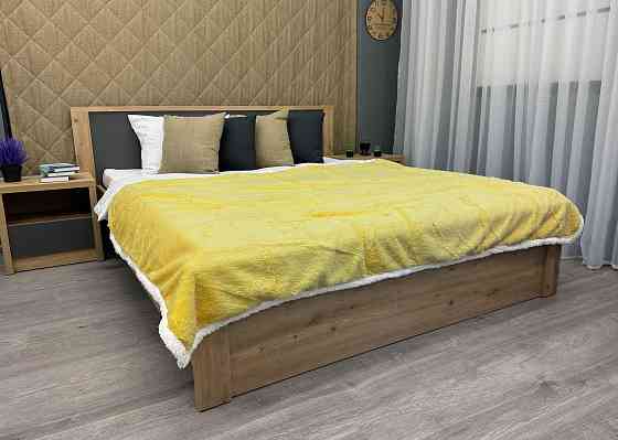 Плед двосторонній 155х200 см (+-5см) із штучною овчиною та хутром Жовтий з білим (87-081) Київ