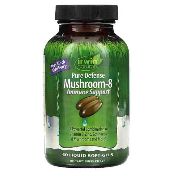 Добавка для иммунитета Irwin Naturals Pure Defense Mushroom-8, Immune Support, 60 Liquid Soft-Gels Луцк