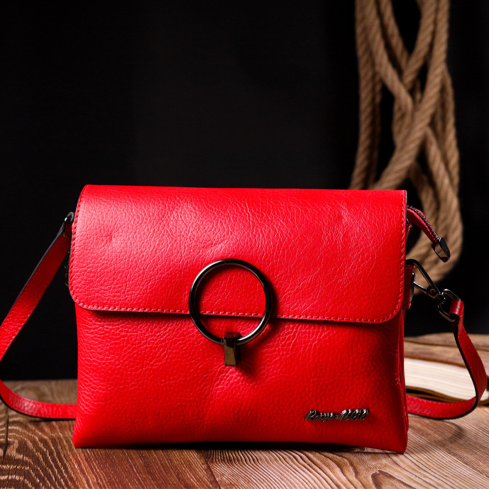 Зручна сумка жіноча на плече KARYA 20857 шкіряна Червоний Київ - фото 8